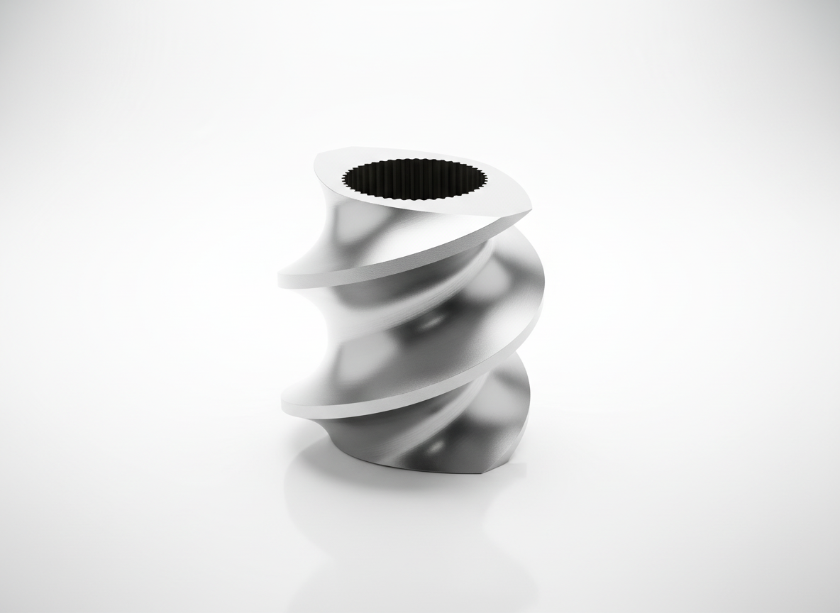 A high-precision extruder screw component.
